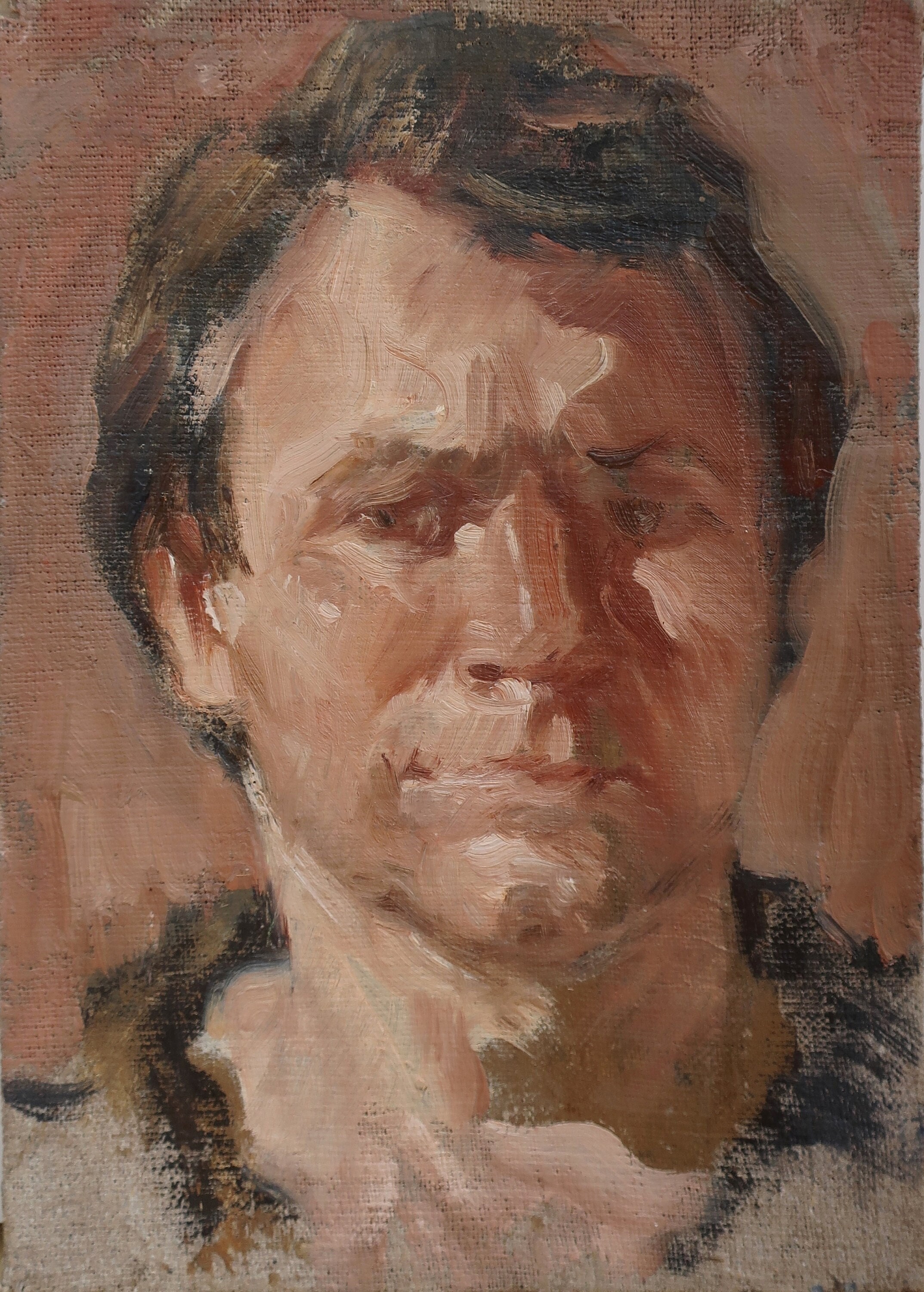 Portrait of a Man. Ukrainian Artist Tishchetsky V.25-17 Cm, Oil on
