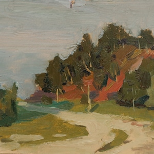 Paisaje. Pintura al óleo original del artista ucraniano Spornikov B. 14-18 cm cartón óleo década de 1970