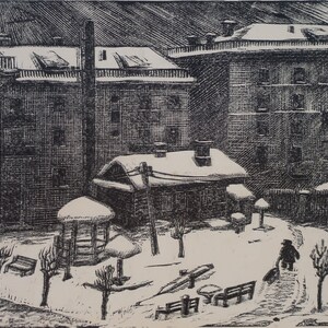 Paesaggio. Artista ucraino Prizant L. 24-32 cm, incisione su carta