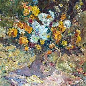 In a golden garden Oil painting original Ukrainian artist Repka S. 65-60 cm oil on canvas