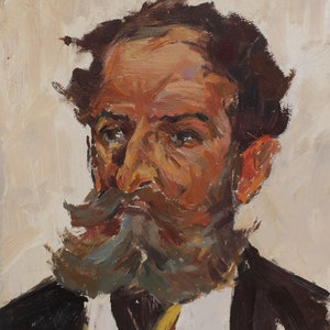 Retrato de un hombre. Pintura al óleo del artista ucraniano Voziyanov A. 30-24 cm óleo sobre cartón