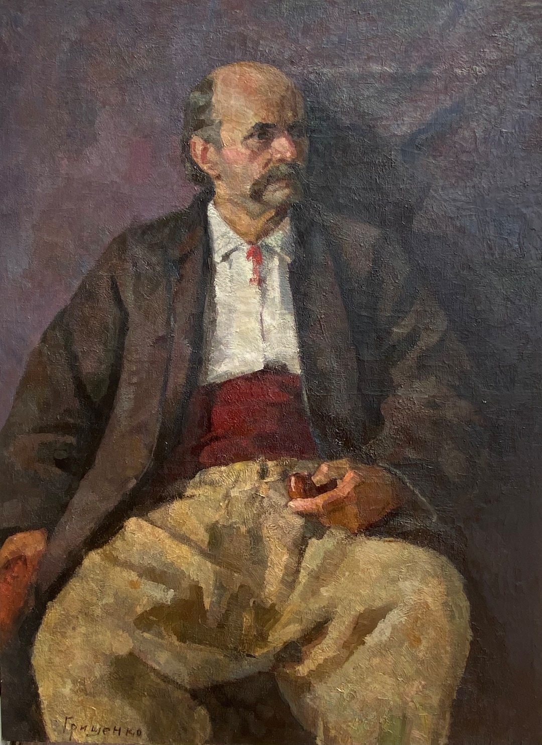 Portrait of a Man. Antique Oil Painting Original Socialist Realism ...