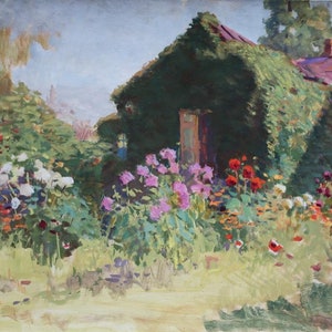 Paisaje. Pintura al óleo original del realismo socialista del artista ucraniano Shevchenko-Fokich V.D. 50-70 cm óleo sobre cartón década de 1970