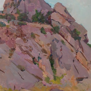 Paysage. Peinture originale de l'artiste ukrainien Yakovenko E. 47-34 cm, huile sur carton, année 1959