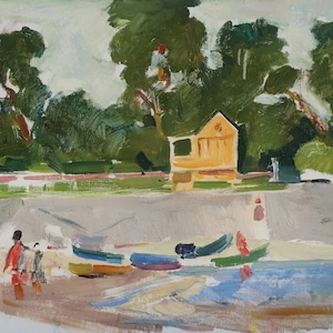 Boceto. Pintura original del artista ucraniano Yatsenko V. 22-28 cm, óleo sobre cartón, 1966