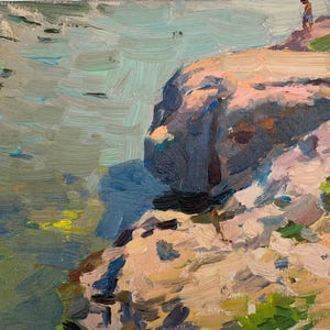 Paysage. Peinture originale de l'artiste ukrainien Pirogov V. 18-26 cm, huile sur carton, années 1970.
