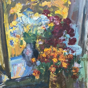 Still life. Oil painting original Ukrainian artist Repka S. 105-80 cm oil on canvas 1990s