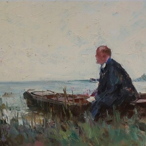 Lenin. Artista ucraniano Shurupov K. 31-48 cm, óleo sobre cartón, años 60