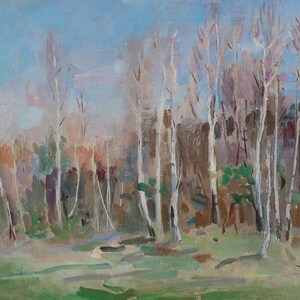 Paisaje. Pintura original del artista ucraniano Yatsenko V. 35-49 cm, lienzo sobre cartón, óleo, 1967