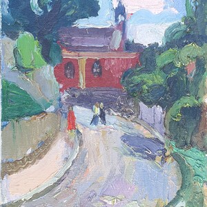 Cityscape. Oil painting original Ukrainian artist Repka S. 30-25 cm oil on canvas 1980s