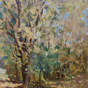 Paisaje. Pintura original del artista ucraniano Smirnov V. 50-39 cm, óleo sobre cartón, década de 1970