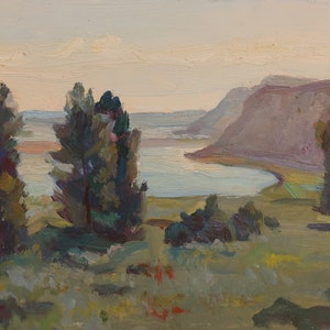 Paysage. Artiste ukrainienne Shurupov K. 24-33 cm, huile sur carton, année 1958