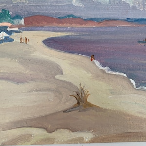 Paisaje. Pintura original de la artista ucraniana Zakharova, 24-39 cm de largo, óleo sobre cartón, década de 1970.