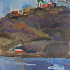 Landscape Oil painting original Ukrainian artist Voziyanov A. 49-32cm oil on cardboard 1980s