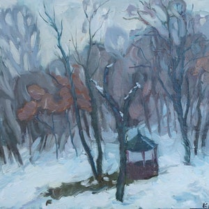 Sonnet. Oil painting original socialist realism Ukrainian artist Lisovenko K. 35-44 cm cardboard oil 1980s
