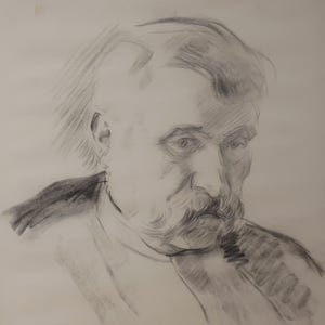 Retrato. Pintura del artista ucraniano Tomenko G. 40-28 cm, papel sobre cartón, lápiz, década de 1960
