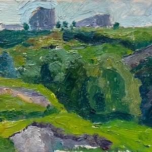 Paisaje. Pintura al óleo original del artista ucraniano Khokhlov S. 12-18 cm cartón óleo año 1972