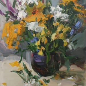 Naturaleza muerta. Pintura original del artista ucraniano Polyakov S. 46-34 cm, óleo sobre cartón, década de 2000