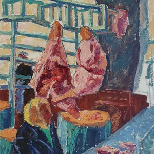 Bazaar. Oil painting original Ukrainian artist Chernikov N. 49-39cm cardboard oil 1980s