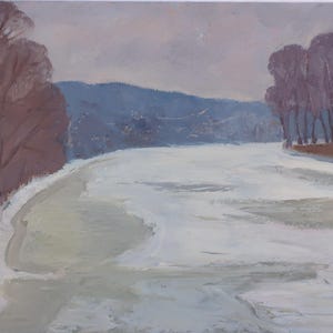 Paysage. Artiste ukrainien Nesterov V. 48-73 cm, huile sur carton, années 1970
