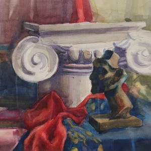 Natura morta. Dipinto originale dell'artista ucraina Zakharova L. 32-43 cm, carta gouache, anni '80