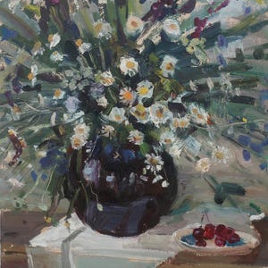 Naturaleza muerta. Pintura original del artista ucraniano Polyakov S. 50-34 cm, óleo sobre cartón, década de 2000