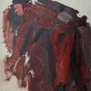 Boceto. Pintura al óleo antigua original del realismo socialista Arte soviético Artista ucraniano Gribok D.K. 39-28 cm Óleo sobre cartón Años 70