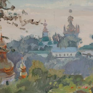 Paisaje. Artista ucraniano Polyakov S. 22-36 cm, óleo sobre cartón, década de 1990
