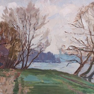 Paysage. Artiste ukrainien Nesterov V. 50-67 cm, huile sur carton, années 1980