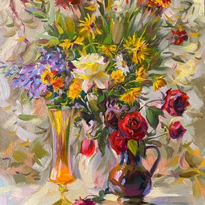 Naturaleza muerta. Pintura al óleo original del artista ucraniano Antokhin E. 44-35 cm cartón óleo año 1993