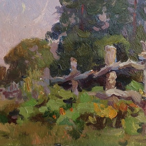 Soir.Artiste ukrainien Herzenok V.12-20 cm, huile sur carton année 1995