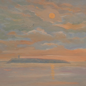 Paisaje. Pintura original de la artista ucraniana Zakharova, 21-27 cm, óleo sobre cartón, década de 1970.