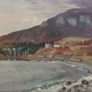 Paysage. Artiste ukrainienne Shurupov K. 25-34 cm, huile sur carton, années 1960