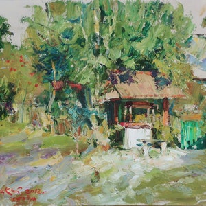 Paysage rural. Artiste ukrainien Tishchetsky V. 34-49 cm, huile sur carton