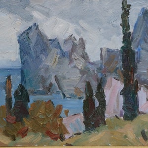 Paisaje Pintura al óleo original del artista ucraniano Voziyanov A. 18-27 cm cartón óleo