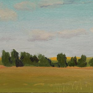 Paisaje. Pintura original del artista ucraniano Polyakov S. 11-18 cm, óleo sobre cartón, década de 2000