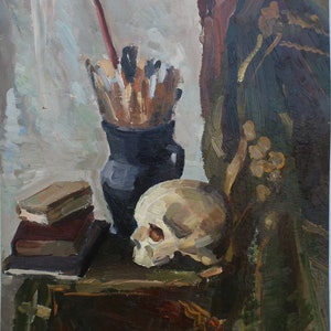 Still life. Oil painting original by Ukrainian artist Belyak I. 69-49 cm oil on cardboard 1980s