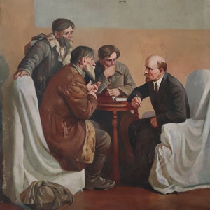 Khodoki at Lenin&#39;s. Oil painting copy of Ukrainian artist 160-149cm oil on canvas 1970s