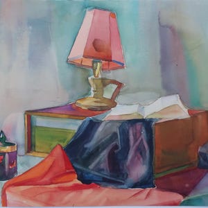 Natura morta. Dipinto originale dell'artista ucraino Fedorov. 28-39 cm, carta a guazzo, anni '90.