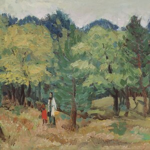 Otoño. Artista ucraniano Nesterov V. 49-72 cm, óleo sobre cartón, años 80