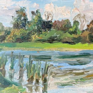 Paisaje. Pintura al óleo original del artista ucraniano Voziyanov A. 17-25 cm cartón óleo década de 1970