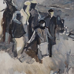 Boceto. Pintura original de la artista ucraniana Kryzhanovskaya M. 42-31 cm, óleo sobre cartón, año 1965