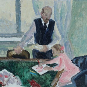 Boceto de Lenin. Pintura al óleo original del artista ucraniano Repka S. 29-44 cm cartón óleo década de 1970