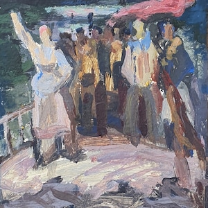 Boceto. Pintura al óleo original del artista ucraniano Repka S. 14-13 cm cartón óleo década de 1970