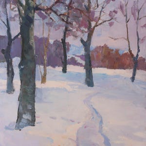 Paisagem. Artista ucraniano Shurupov K. 58-49 cm, óleo sobre papelão, década de 1970