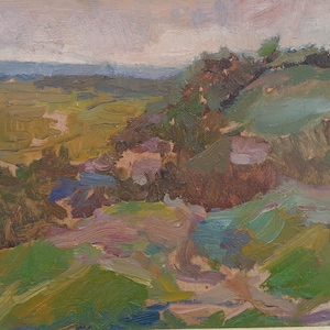 Paisaje. Pintura original del artista ucraniano Yatsenko V. 25-34 cm, óleo sobre cartón.