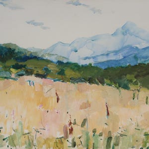 Paysage des Carpates. Peinture originale de l'artiste ukrainienne Kryzhanovskaya M. 33-47 cm, huile sur carton, 1970