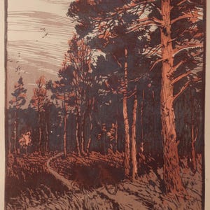 Paesaggio. Dipinto dell'artista ucraino Scritto S. 42-31 cm, carta linoleum, anno 1969