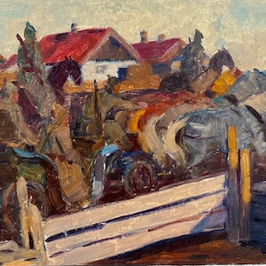 Pintura al óleo original del artista ucraniano Chernikov V. 22-36 cm cartón óleo década de 1970