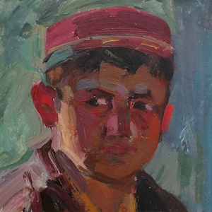 Retrato de un hombre. Pintura al óleo original del artista ucraniano Lavrinenko V. 19-22 cm cartón óleo década de 1970
